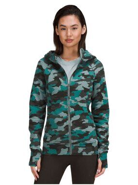 Lululemon Scuba Full-Zip Hoodie Heritage 365 Camo Tidewater Teal Multi Cotton Bl